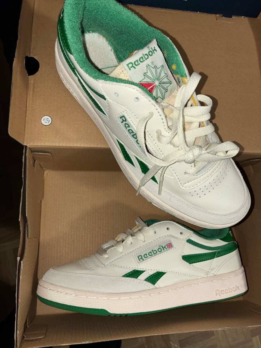 Reebok Kids White Sneakers with Green Accents